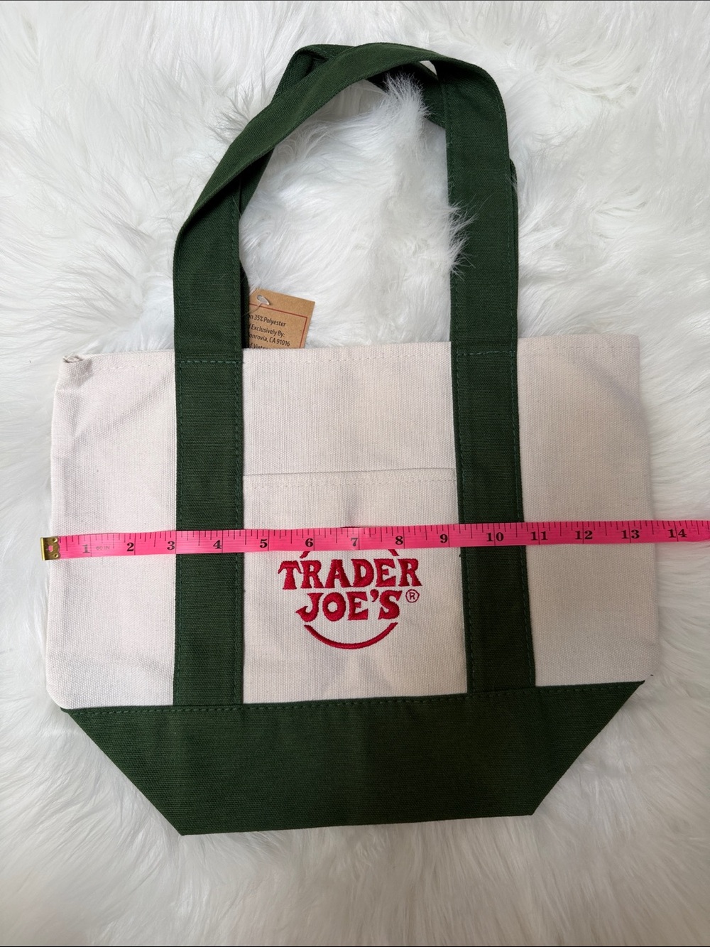 NWT Trader Joe’s Green  Mini Canvas Tote Bag - Picture 5 of 7